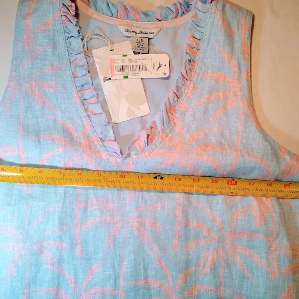 Vacation-Ready! NWT Tommy Bahama Two Palms L linen dress - Picture 13 of 16